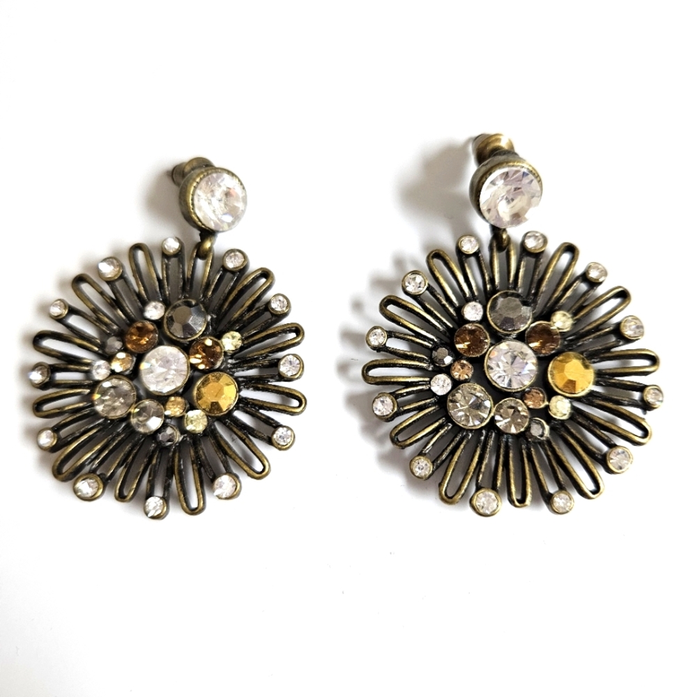 Bronze and crystal starburst earrings